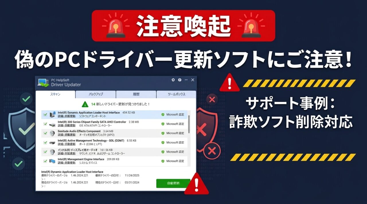 偽のPCドライバー更新ソフトにご注意!